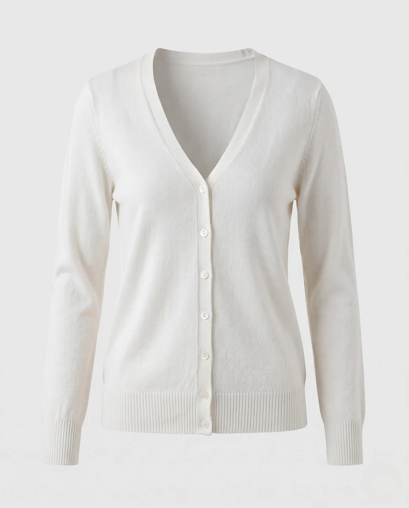 Damen Feinstrick-Cardigan mit V-Ausschnitt und Zierknopfleiste Nord Taschen