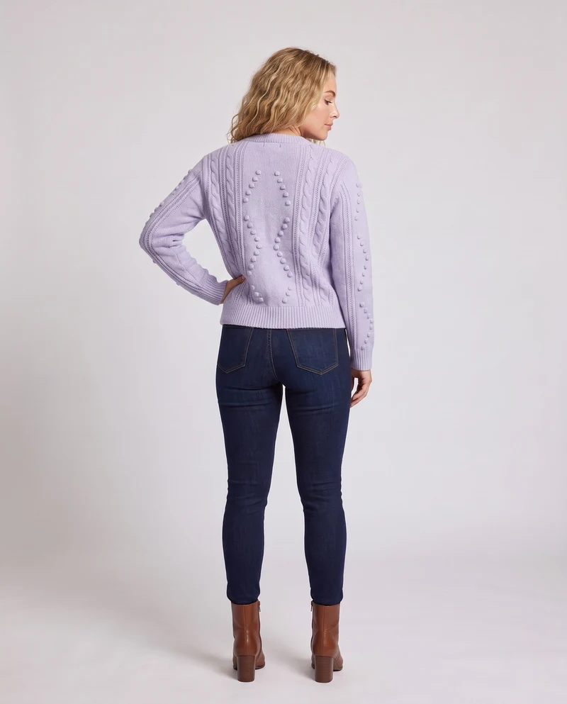 Damen Feinstrick-Cardigan mit Zopfmuster, Noppen-Ajour und Rundhalsausschnitt Nord Taschen