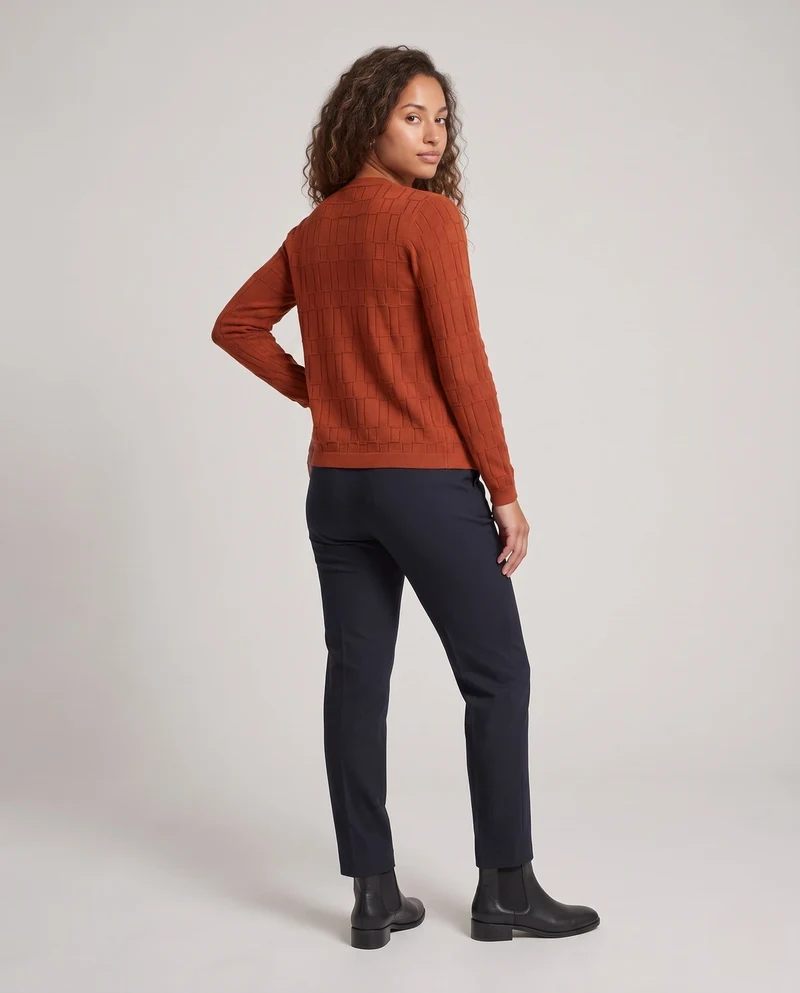 Damen Feinstrick-Cardigan mit V-Ausschnitt, strukturierter Blockoptik und durchgehender Knopfleiste Nord Taschen