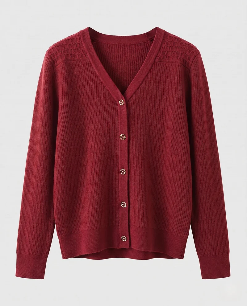 Damen Feinstrick-Cardigan mit V-Ausschnitt und goldenen Schmuckknöpfen Nord Taschen