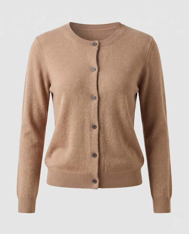 Damen Feinstrick-Cardigan mit sichtbarer Knopfleiste, Rundhalsausschnitt und weichem Fall Nord Taschen