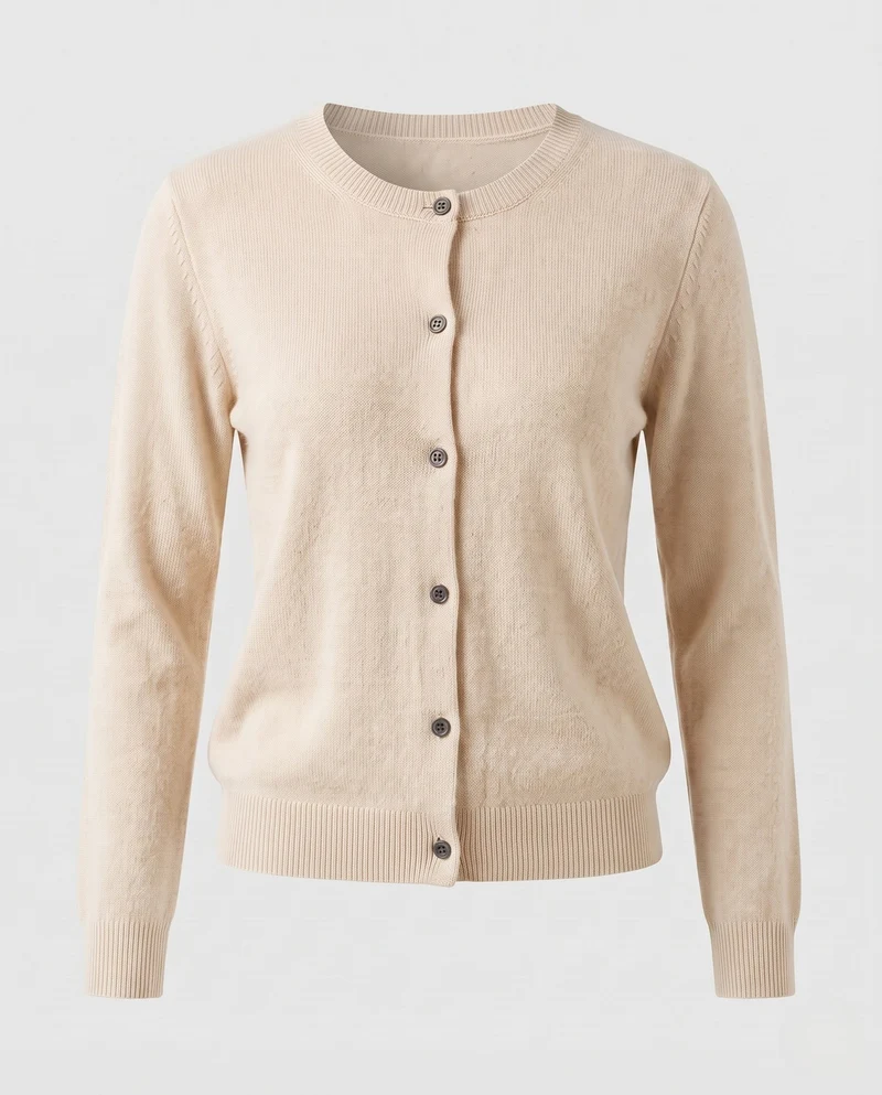 Damen Feinstrick-Cardigan mit sichtbarer Knopfleiste, Rundhalsausschnitt und weichem Fall Nord Taschen