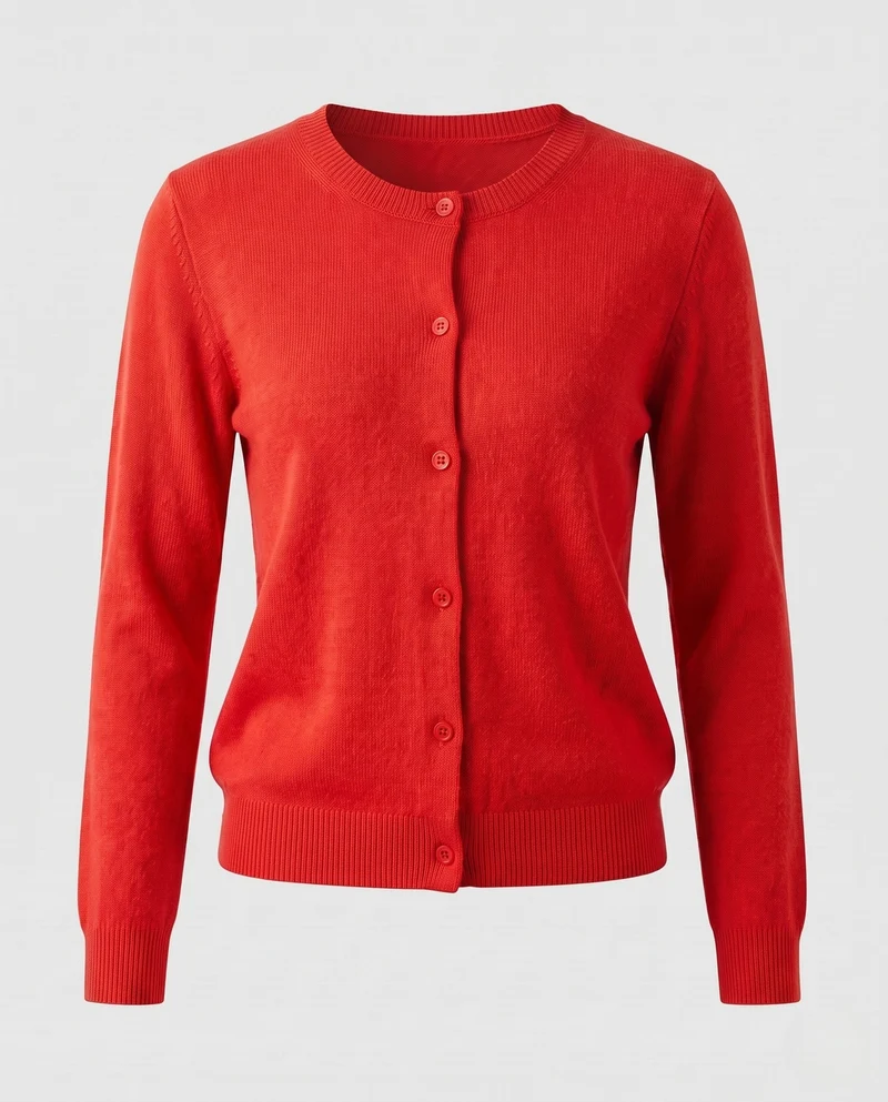 Damen Feinstrick-Cardigan mit sichtbarer Knopfleiste, Rundhalsausschnitt und weichem Fall Nord Taschen