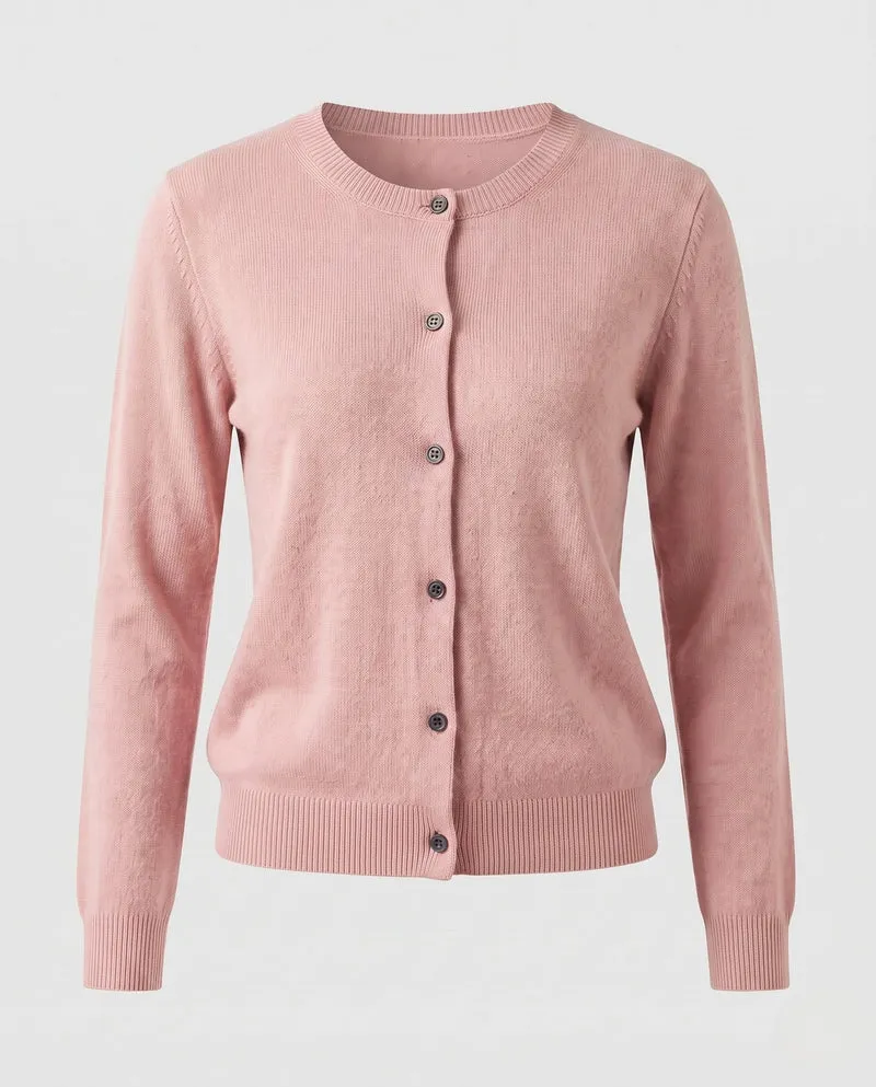 Damen Feinstrick-Cardigan mit sichtbarer Knopfleiste, Rundhalsausschnitt und weichem Fall Nord Taschen
