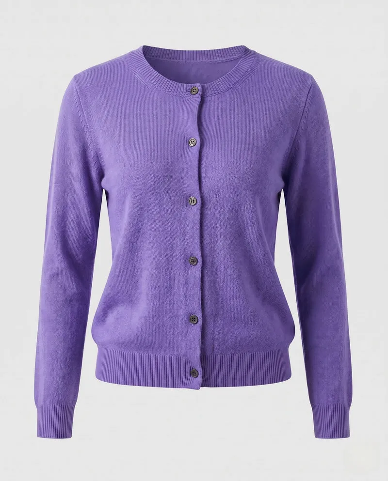 Damen Feinstrick-Cardigan mit sichtbarer Knopfleiste, Rundhalsausschnitt und weichem Fall Nord Taschen