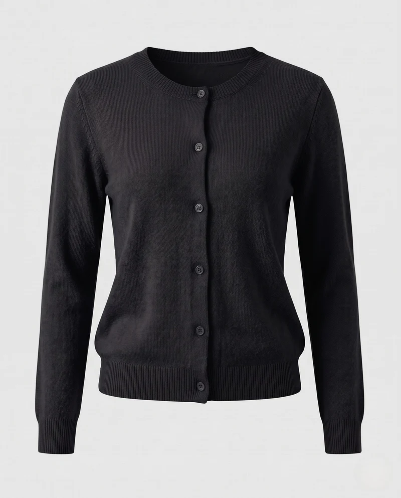 Damen Feinstrick-Cardigan mit sichtbarer Knopfleiste, Rundhalsausschnitt und weichem Fall Nord Taschen