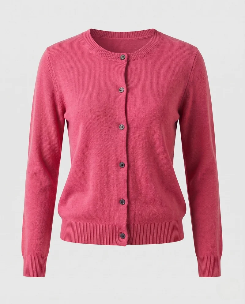 Damen Feinstrick-Cardigan mit sichtbarer Knopfleiste, Rundhalsausschnitt und weichem Fall Nord Taschen