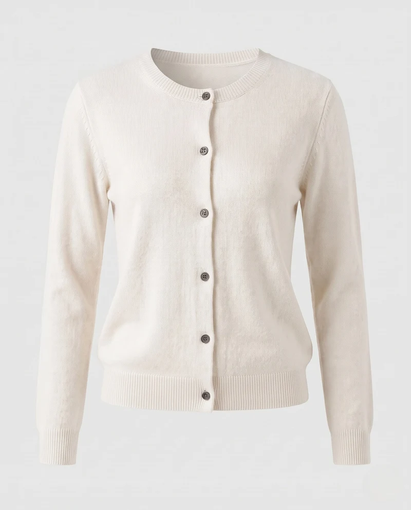 Damen Feinstrick-Cardigan mit sichtbarer Knopfleiste, Rundhalsausschnitt und weichem Fall Nord Taschen