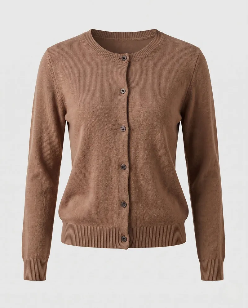 Damen Feinstrick-Cardigan mit sichtbarer Knopfleiste, Rundhalsausschnitt und weichem Fall Nord Taschen
