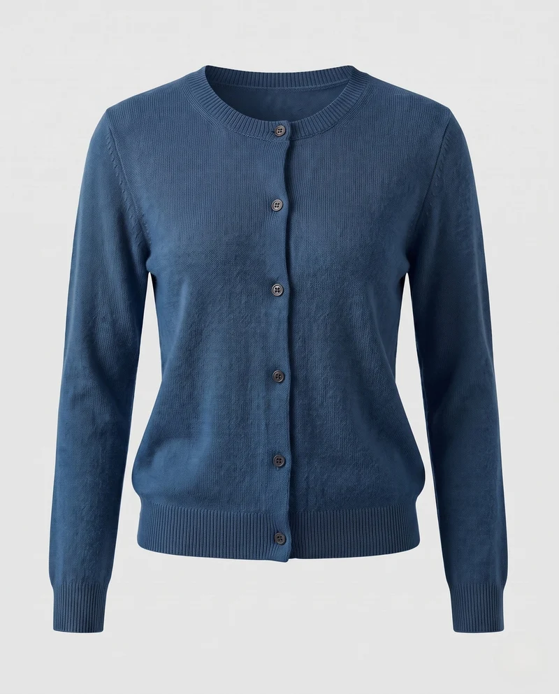 Damen Feinstrick-Cardigan mit sichtbarer Knopfleiste, Rundhalsausschnitt und weichem Fall Nord Taschen