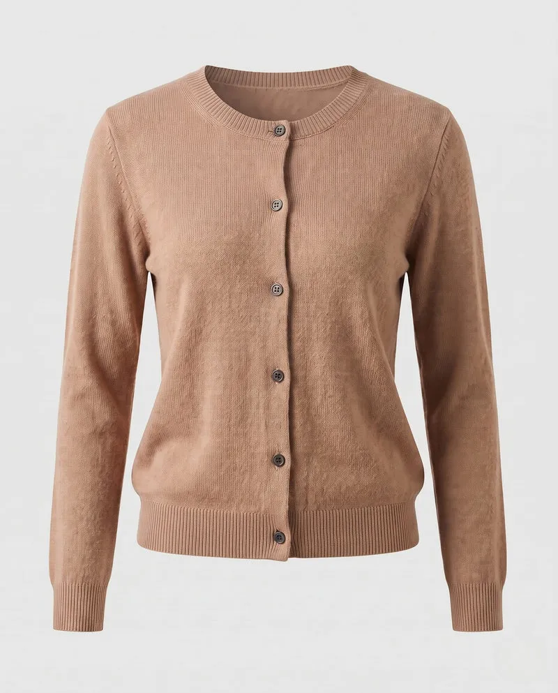 Damen Feinstrick-Cardigan mit sichtbarer Knopfleiste, Rundhalsausschnitt und weichem Fall Nord Taschen