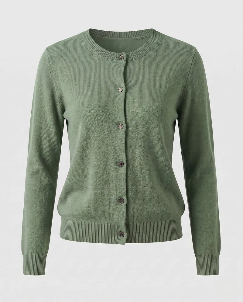 Damen Feinstrick-Cardigan mit sichtbarer Knopfleiste, Rundhalsausschnitt und weichem Fall Nord Taschen
