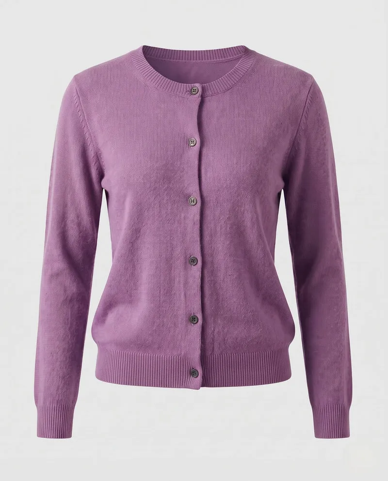 Damen Feinstrick-Cardigan mit sichtbarer Knopfleiste, Rundhalsausschnitt und weichem Fall Nord Taschen