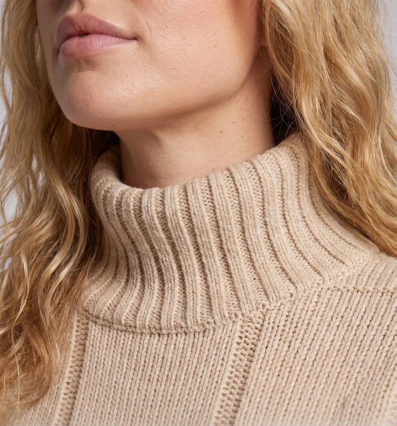 Damen Karierter Feinstrick-Mockneckpullover mit kastiger Oversize-Silhouette Nord Taschen
