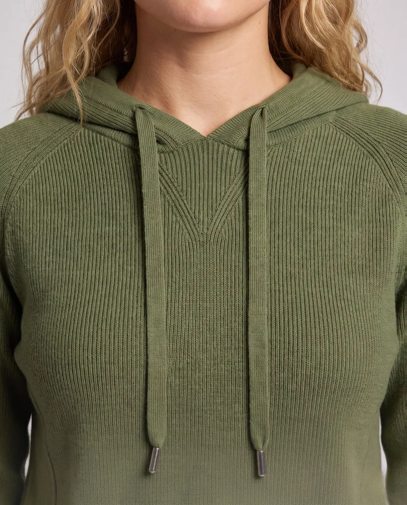Damen Kapuzenpullover im Kaschmir‑Look mit Kängurutasche und feinem Rippdetail Nord Taschen