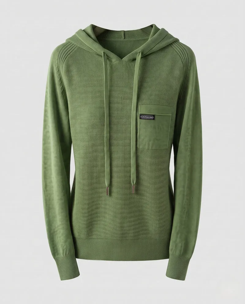Damen Kapuzenpullover aus feinem Rippstrick mit Brusttasche und lässiger Passform Nord Taschen