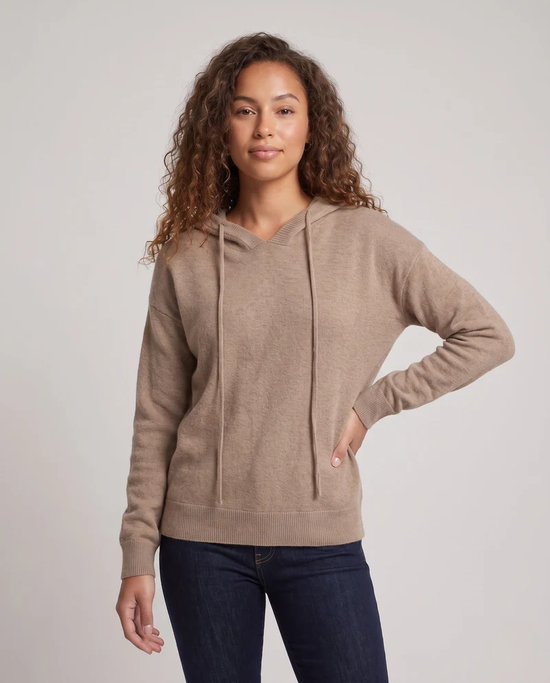 Damen Kapuzenpullover aus feinem Kaschmir‑Look mit lockerer Feinstrick‑Silhouette Nord Taschen