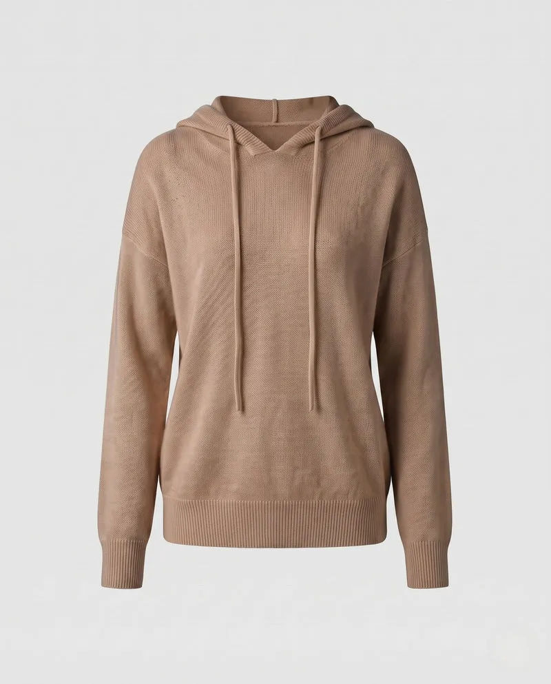 Damen Kapuzenpullover aus feinem Kaschmir‑Look mit lockerer Feinstrick‑Silhouette Nord Taschen