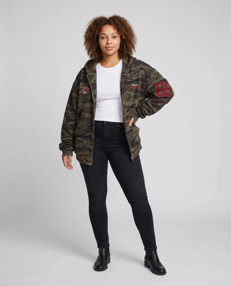 Damen Camouflage Hoodie Nord Taschen