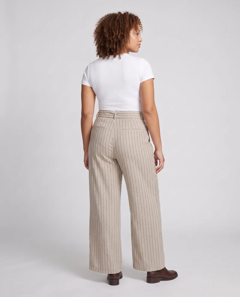 Damen Elegante und Bequeme Gestreifte Palazzo-Hosen Nord Taschen