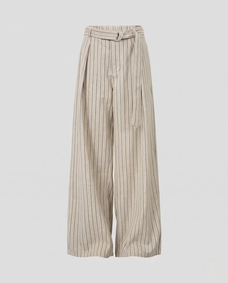 Damen Elegante und Bequeme Gestreifte Palazzo-Hosen Nord Taschen