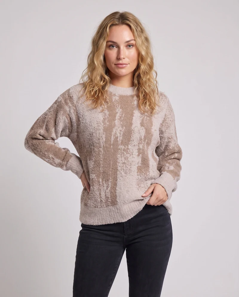 Frauen Flauschiger Oversized Pullover Nord Taschen