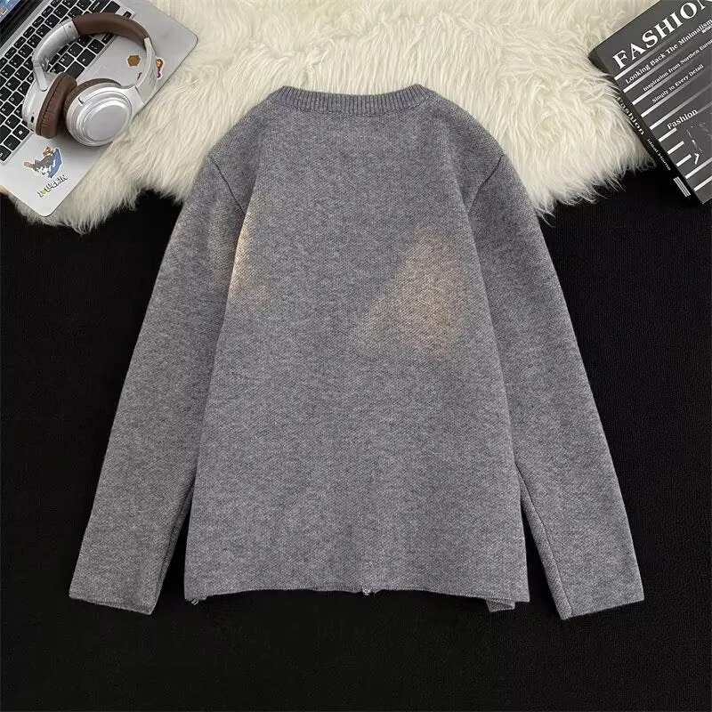 Damen Kurz geschnittene Feinstrick-Cardigan mit durchgehendem Reißverschluss und Eingrifftaschen Nord Taschen