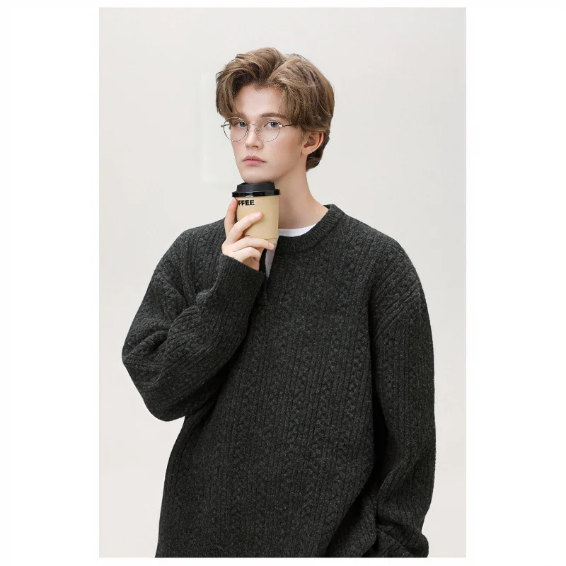 Damen Grobgestrickter Zopfmuster-Pullover mit V‑Ausschnitt und Lagen‑Optik Nord Taschen