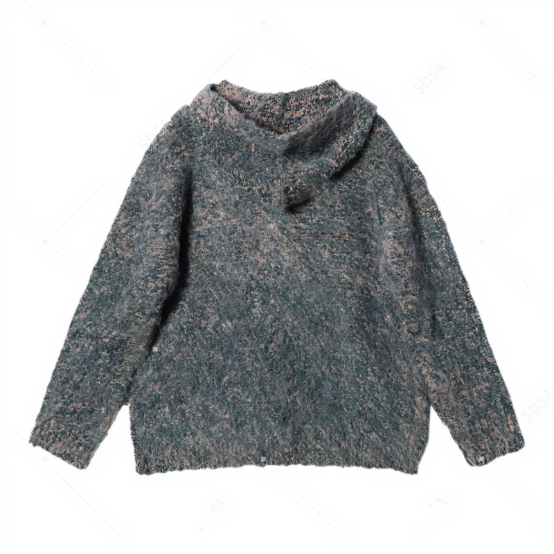 Damen Flauschige Kapuzen-Strickjacke mit Knopfleiste und melierter Bouclé-Optik Nord Taschen