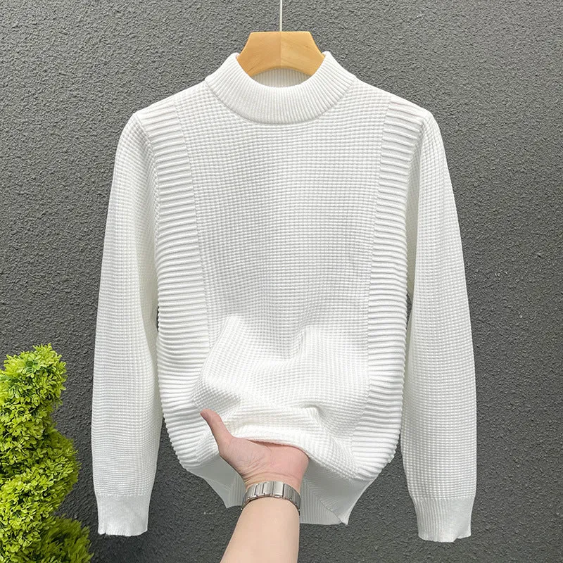 Damen Feinstrickpullover mit strukturierter Waffel- und Rippenstruktur und Stehkragen Nord Taschen
