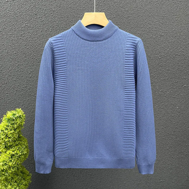 Damen Feinstrickpullover mit strukturierter Waffel- und Rippenstruktur und Stehkragen Nord Taschen
