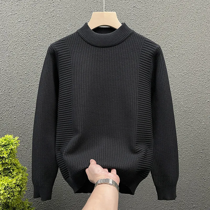 Damen Feinstrickpullover mit strukturierter Waffel- und Rippenstruktur und Stehkragen Nord Taschen