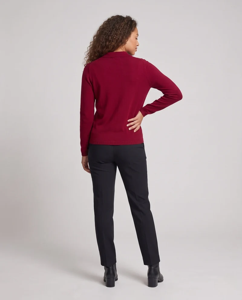 Damen Feinstrick-Cardigan mit Polokragen, 3/4-Arm und dezenter Brusttasche Nord Taschen