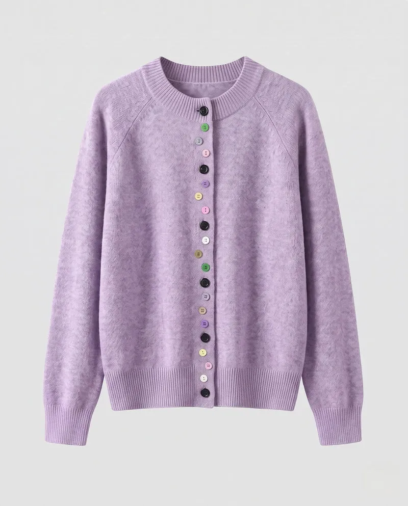 Damen Feinstrick-Cardigan mit bunter Knopfleiste und feinem Rippbund Nord Taschen