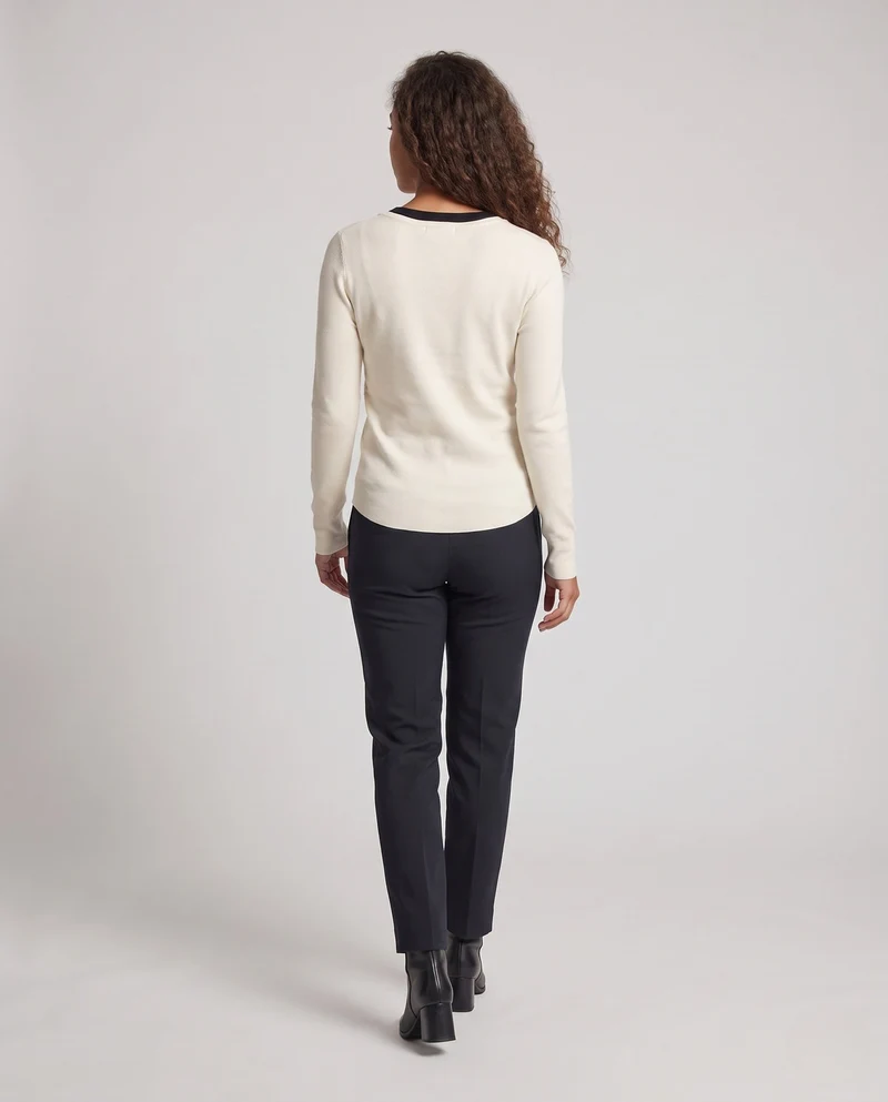 Damen Feines Layering-Longsleeve mit Knopfblende und Lagenlook Nord Taschen