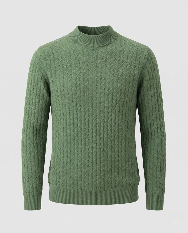 Damen Feiner Zopfmuster‑Strickpullover mit kurzem Rollkragen aus Merino‑Mix Nord Taschen