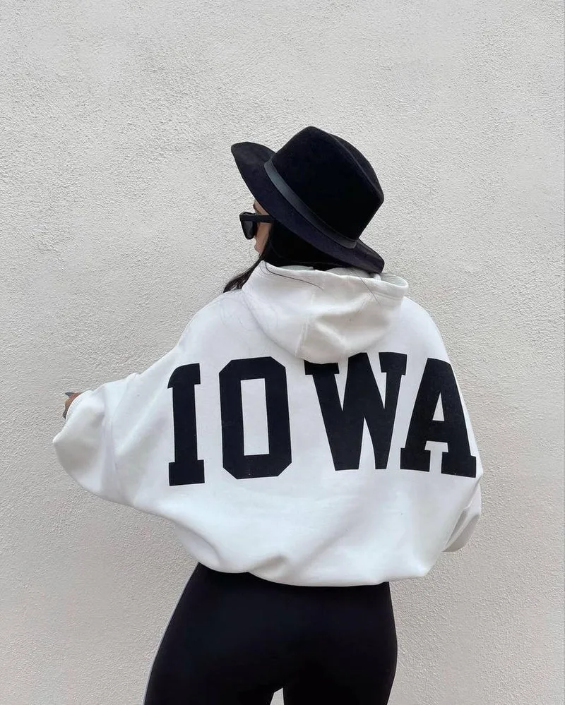 Damen Oversized Cropped Hoodie mit großem Lettering, Kapuze und relaxed Fit Nord Taschen