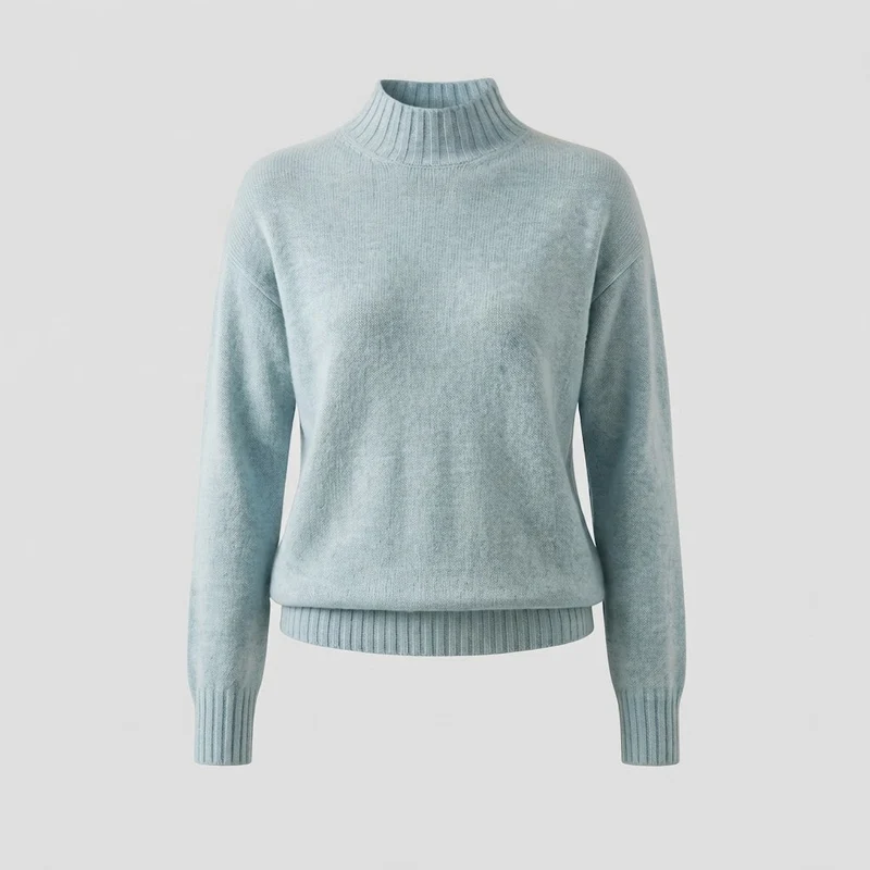 Damen Feiner Kaschmir‑Look Stehkragenpullover mit überschnittener Schulter Nord Taschen