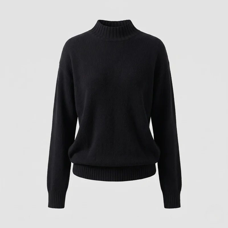 Damen Feiner Kaschmir‑Look Stehkragenpullover mit überschnittener Schulter Nord Taschen