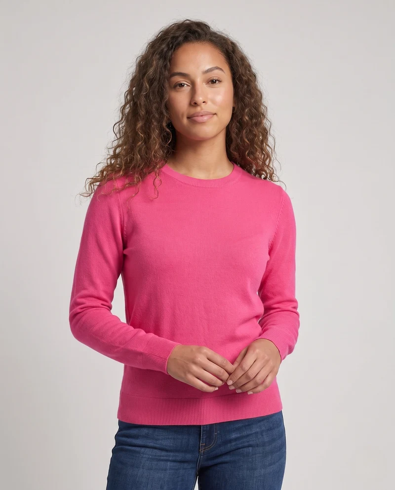 Damen Feiner Kaschmir-Mix Rundhalspullover mit weichem Fall und regulärer Passform Nord Taschen