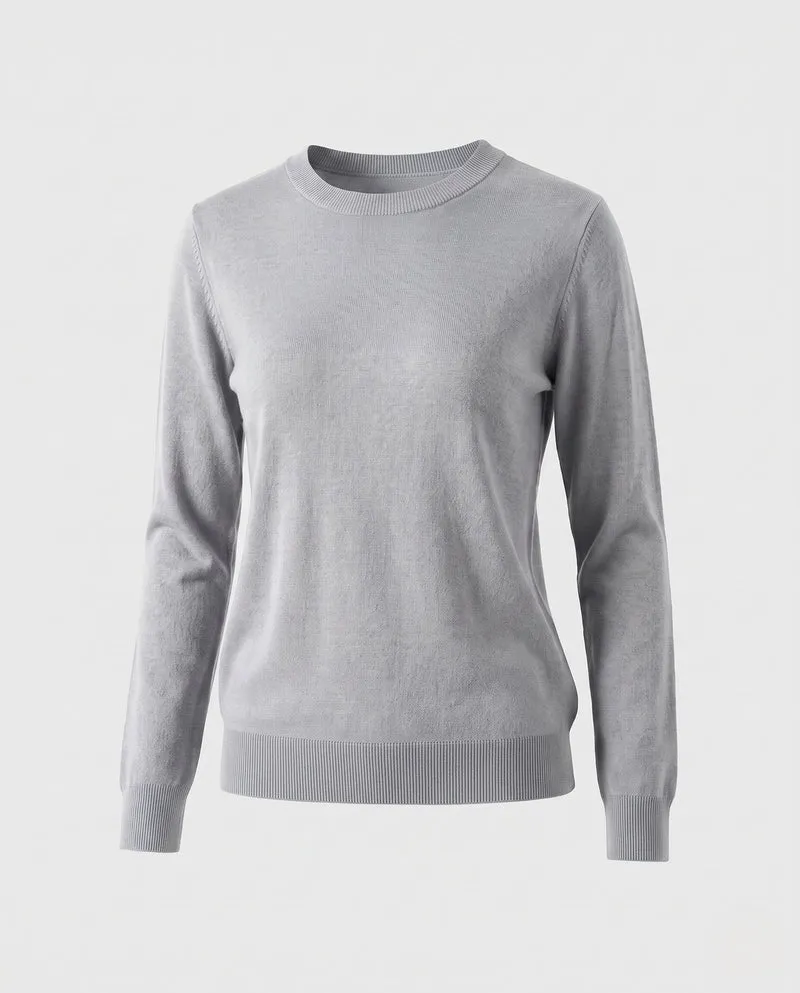 Damen Feiner Kaschmir-Mix Rundhalspullover mit weichem Fall und regulärer Passform Nord Taschen