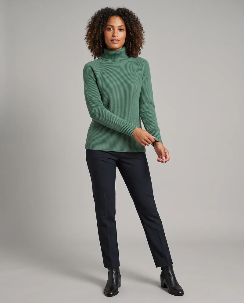 Damen Feiner Kaschmir‑Look Rollkragenpullover mit kastiger Kurzform und Raglanärmeln Nord Taschen