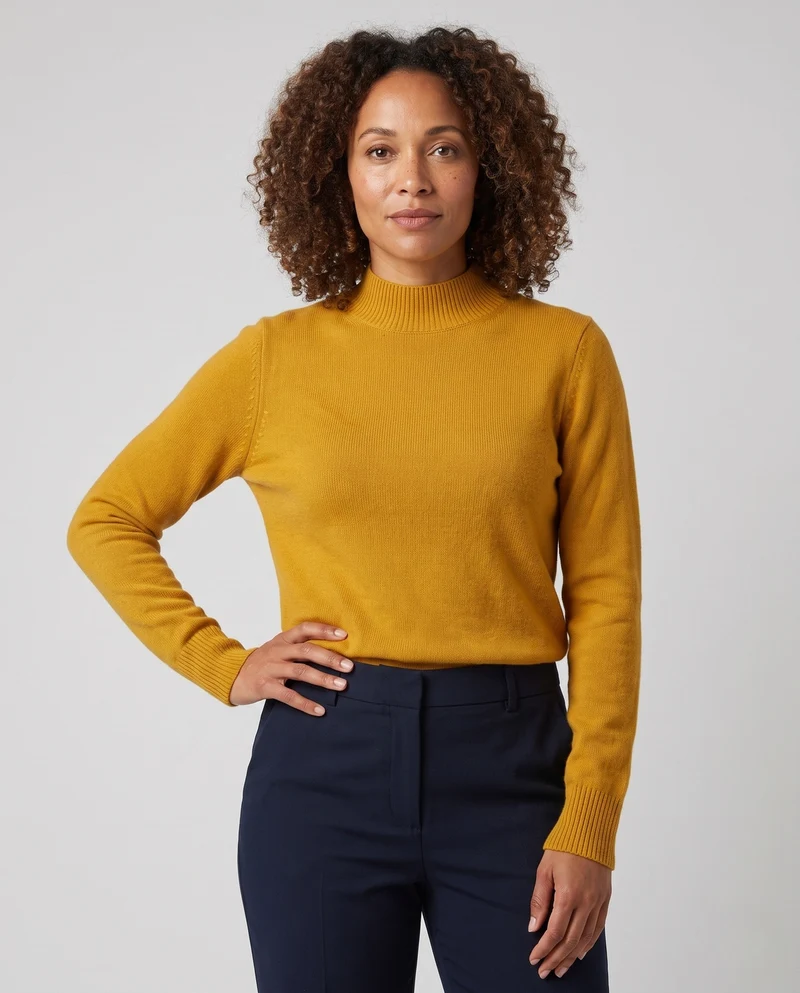 Damen Feiner Kaschmir‑Look Rollkragenpullover mit schmaler Passform Nord Taschen