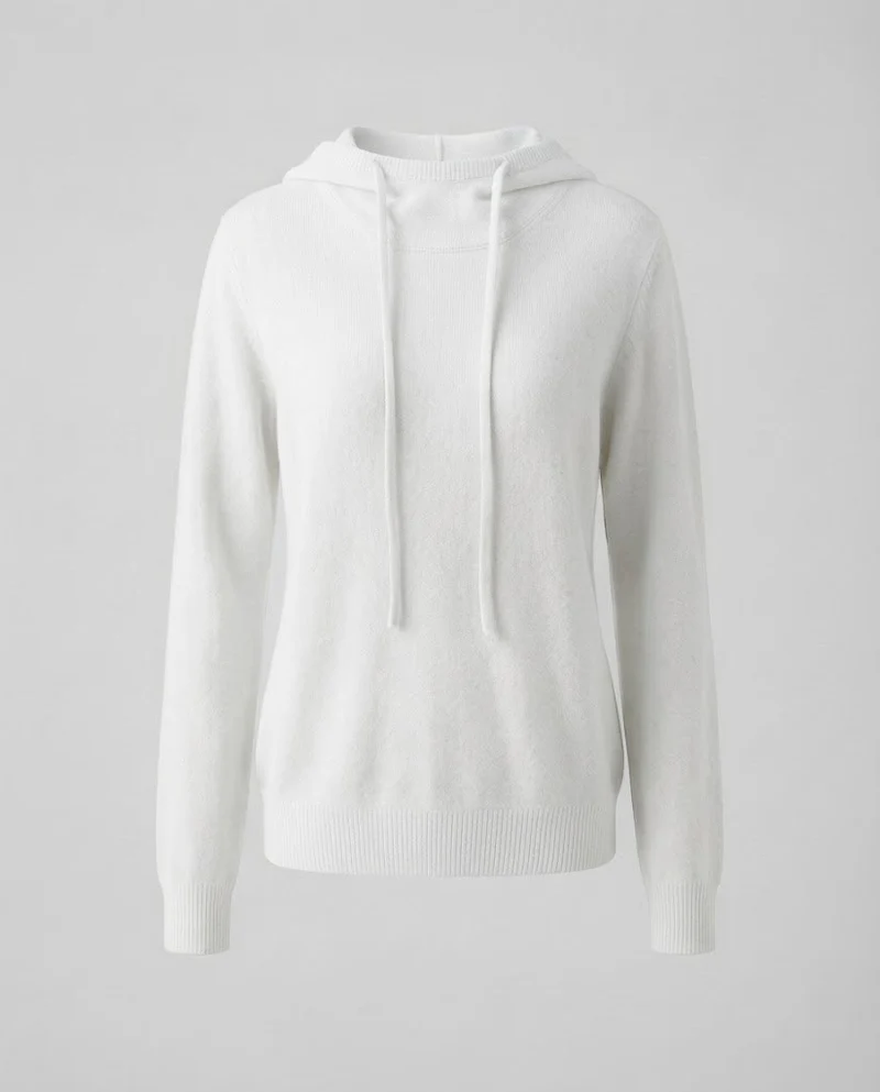 Damen Feiner Kapuzen‑Strickpullover im Kaschmir‑Look mit zartem Flor und gerippten Bündchen Nord Taschen