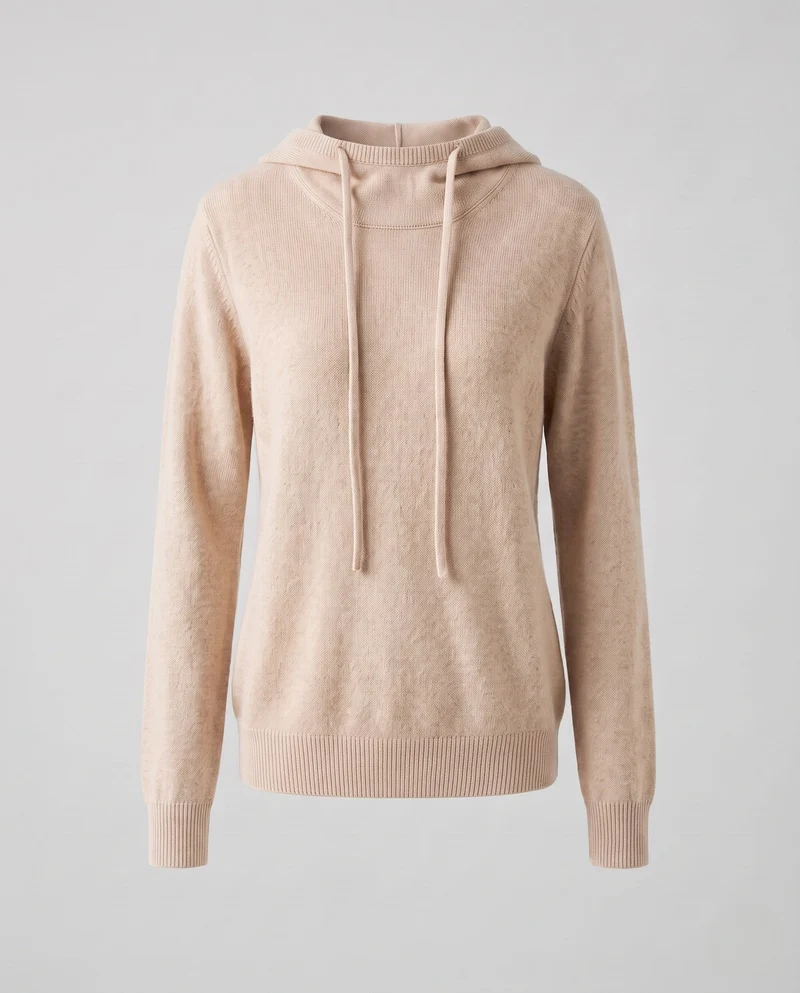 Damen Feiner Kapuzen‑Strickpullover im Kaschmir‑Look mit zartem Flor und gerippten Bündchen Nord Taschen