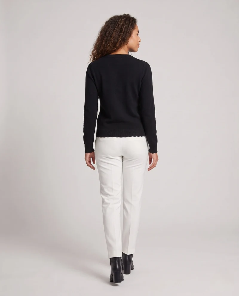 Damen Feiner Henley-Pullover mit Zierknopfleiste und dezenter Schlüssellochöffnung Nord Taschen