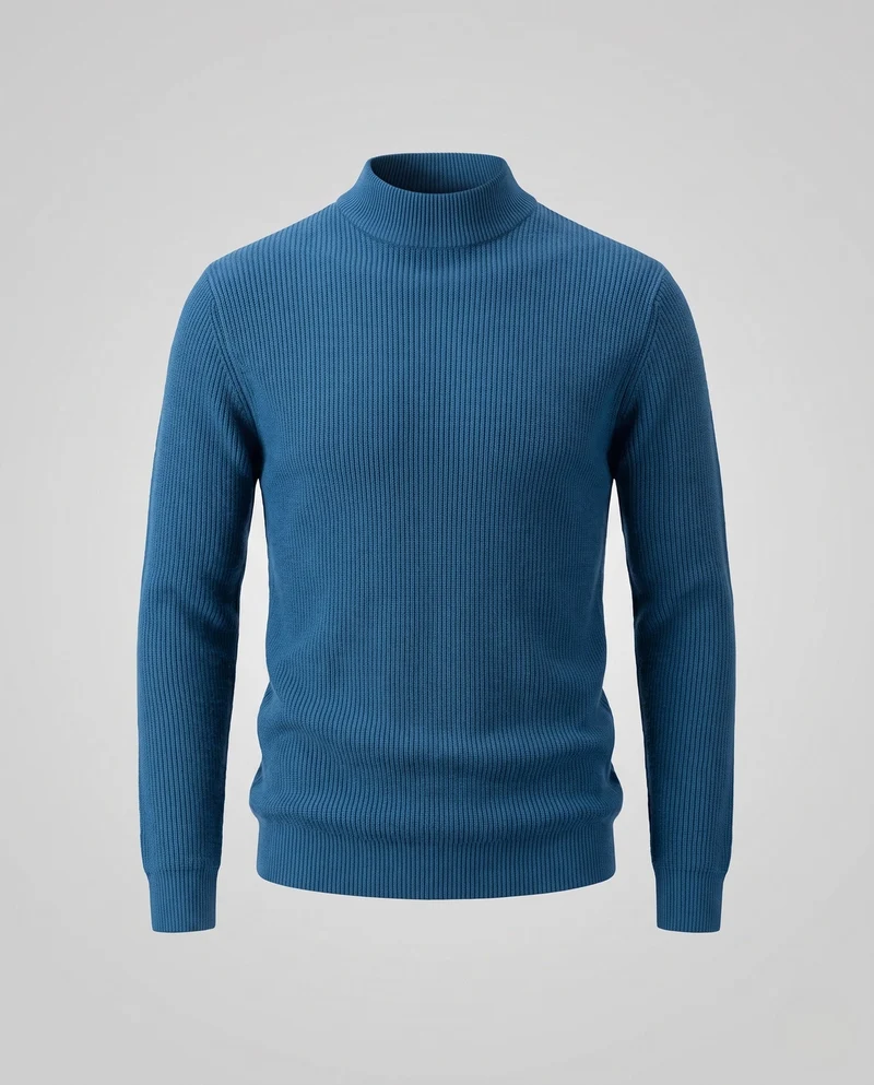 Damen Feiner gerippter Mockneck-Pullover mit leicht taillierter Silhouette Nord Taschen