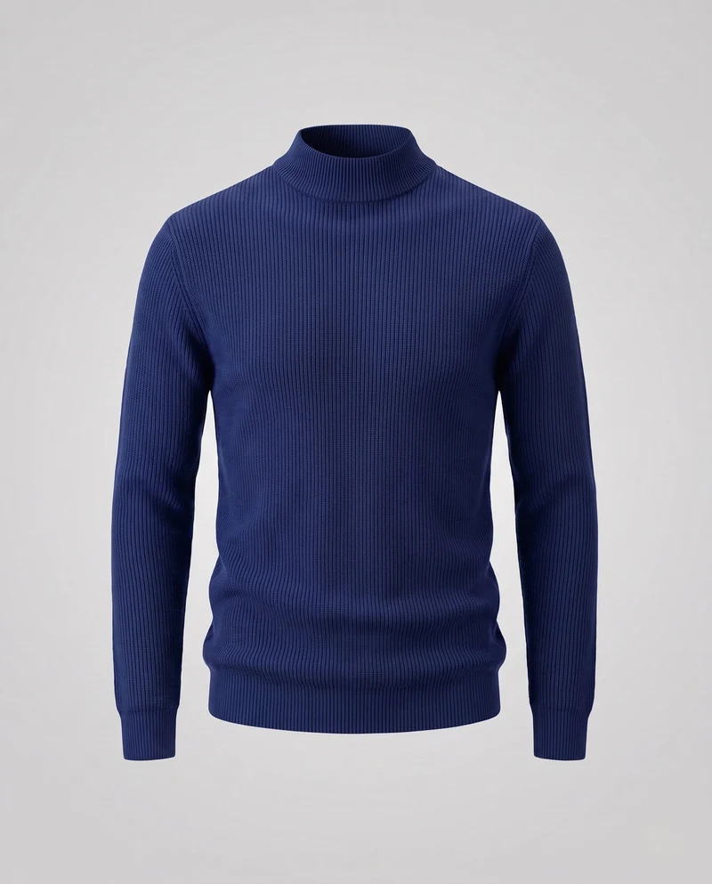 Damen Feiner gerippter Mockneck-Pullover mit leicht taillierter Silhouette Nord Taschen
