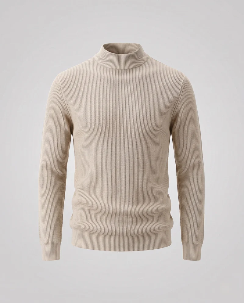 Damen Feiner gerippter Mockneck-Pullover mit leicht taillierter Silhouette Nord Taschen