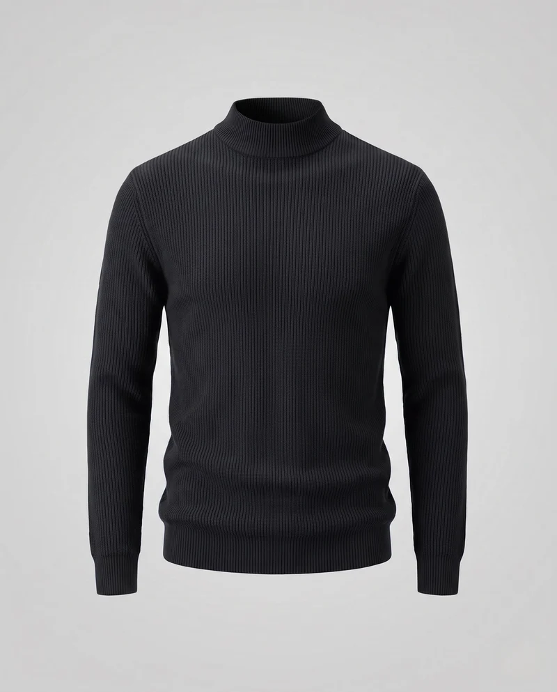 Damen Feiner gerippter Mockneck-Pullover mit leicht taillierter Silhouette Nord Taschen
